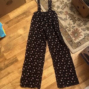 Forever 21 Black Jumpsuit with Pink Floral Print- NWT